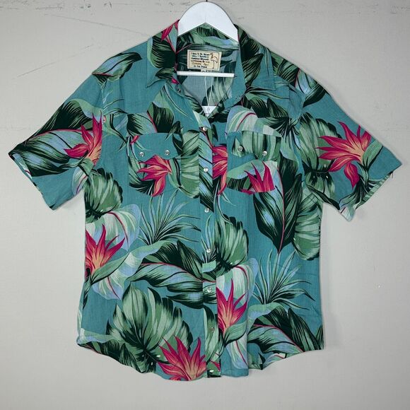 Sandrine Rose Hawaiian Floral Pearl Snap Front Shirt Women Small NWT Made in USA - Picture 1 of 11